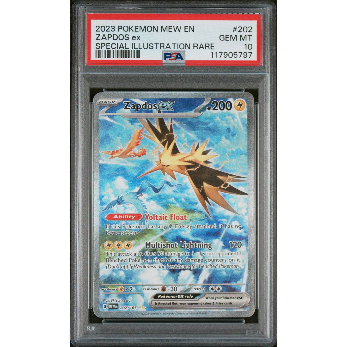 151 SPECIAL ILLUSTRATION RARE ZAPDOS EX #202 PSA 10