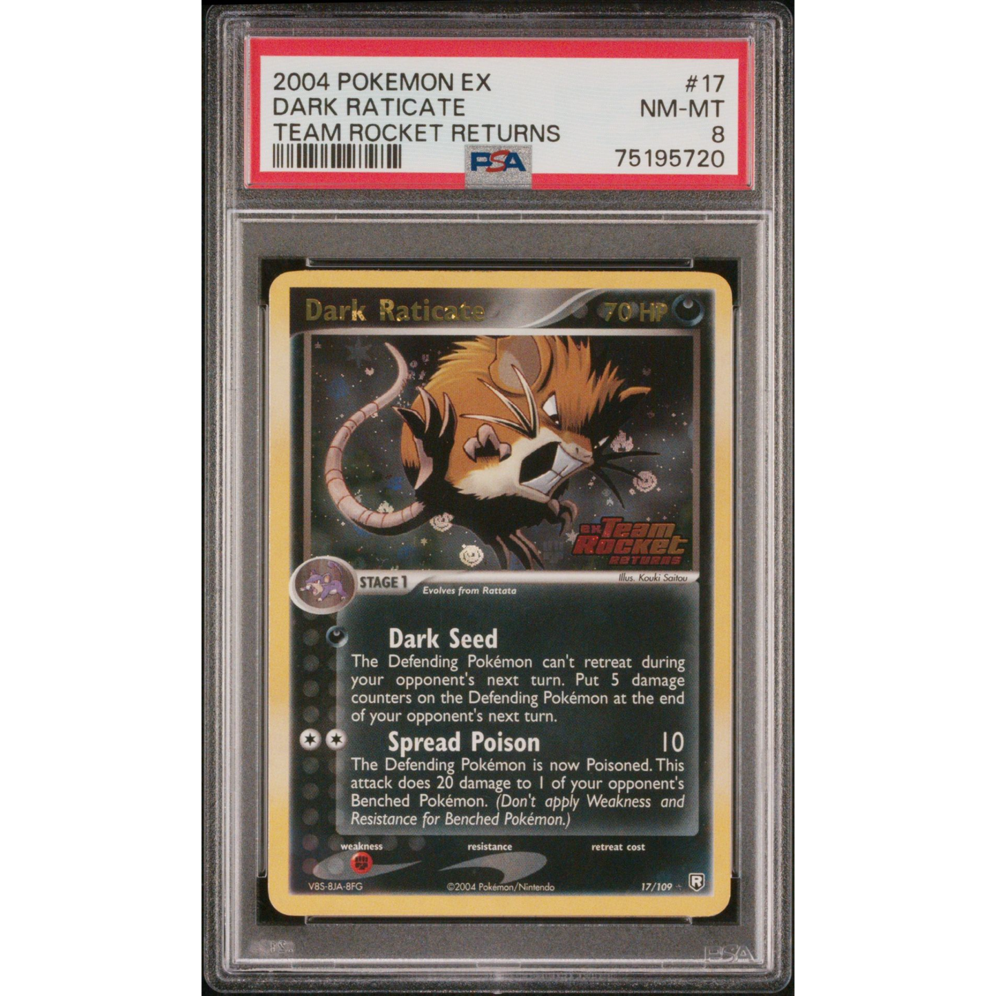 Dark Raticate 17/109 PSA 8 Pop 3