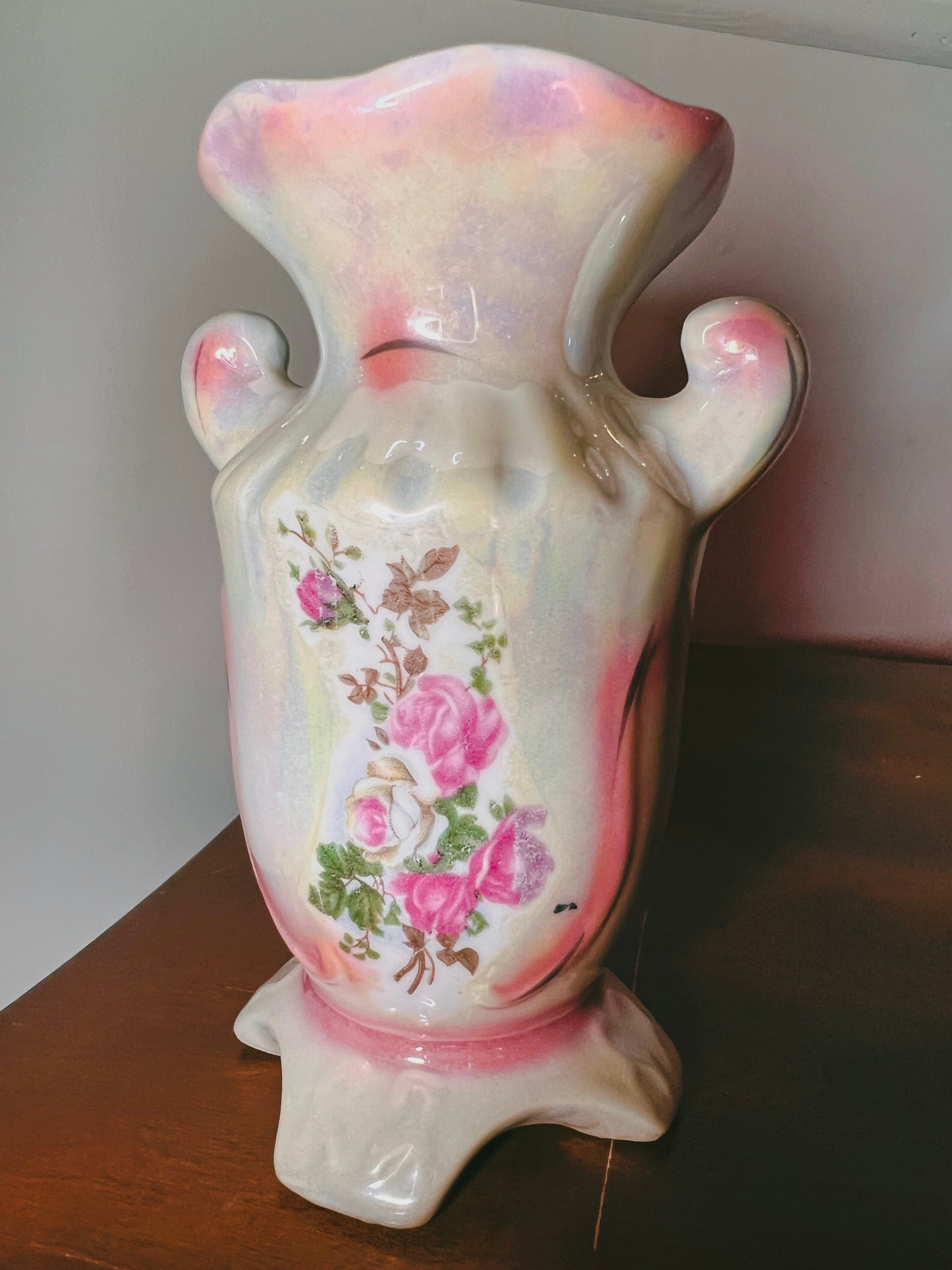 Vintage Iridescent Floral Vase