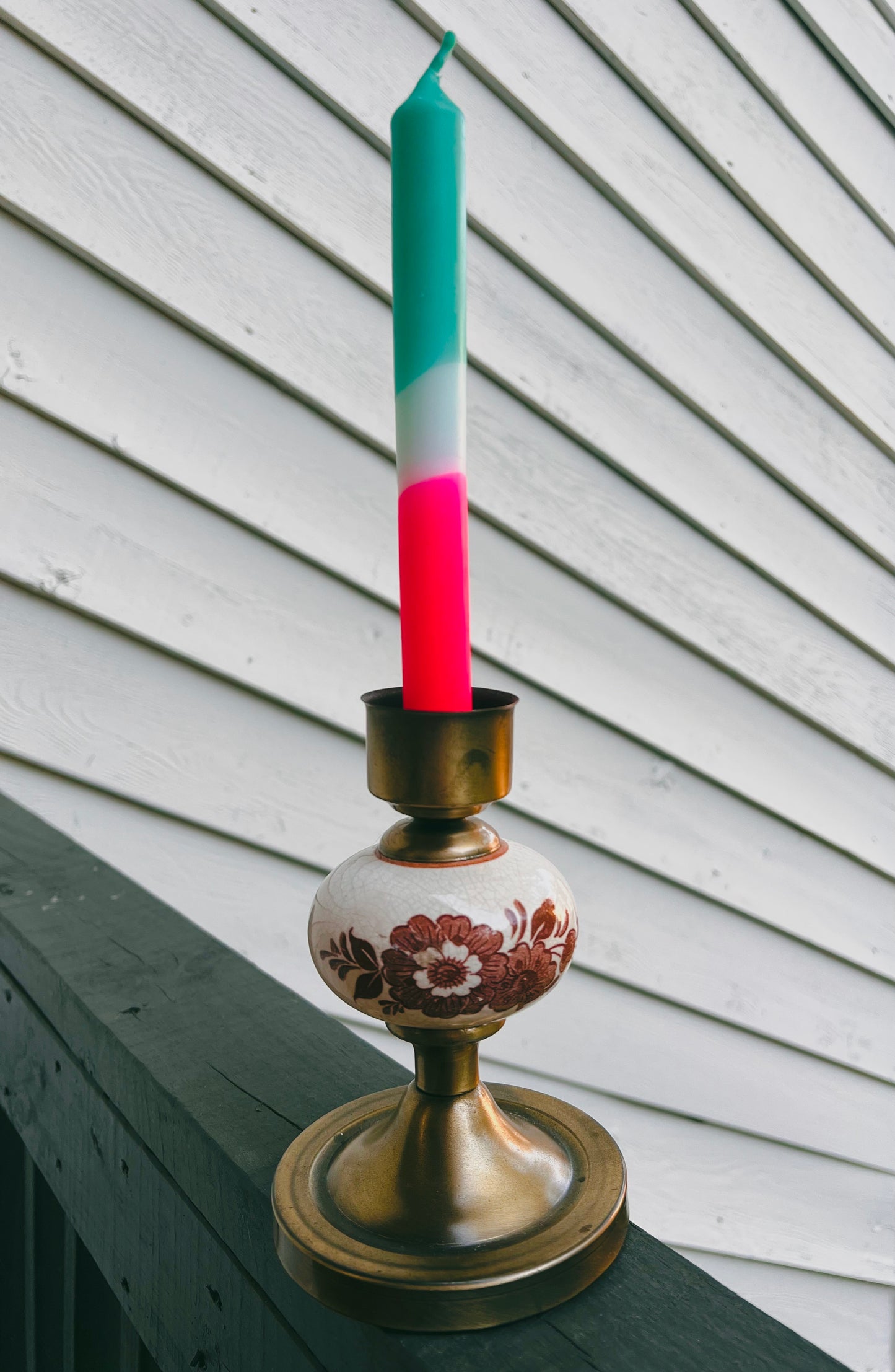 Vintage Brass Floral Candle Holder