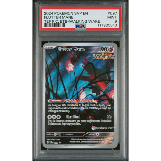 SV BLACK STAR PROMO TEMPORAL FORCES POKEMON CENTER ELITE TRAINER BOX-WALKING WAKE FLUTTER MANE #097 PSA 9