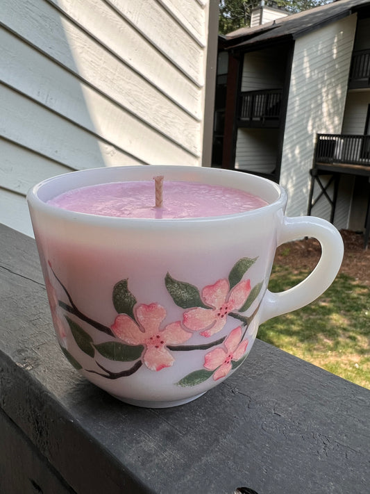Pink Cherry Blossom Mug Candle