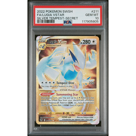 SILVER TEMPEST LUGIA VSTAR FULL ART SECRET RARE 211 PSA 10