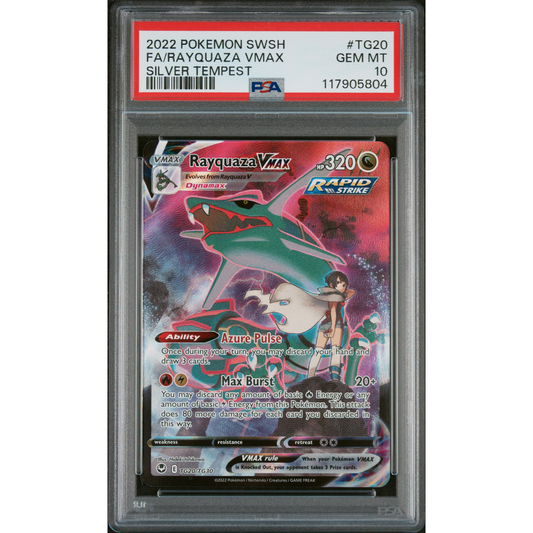 SILVER TEMPEST FULL ART RAYQUAZA VMAX #TG20 PSA 10