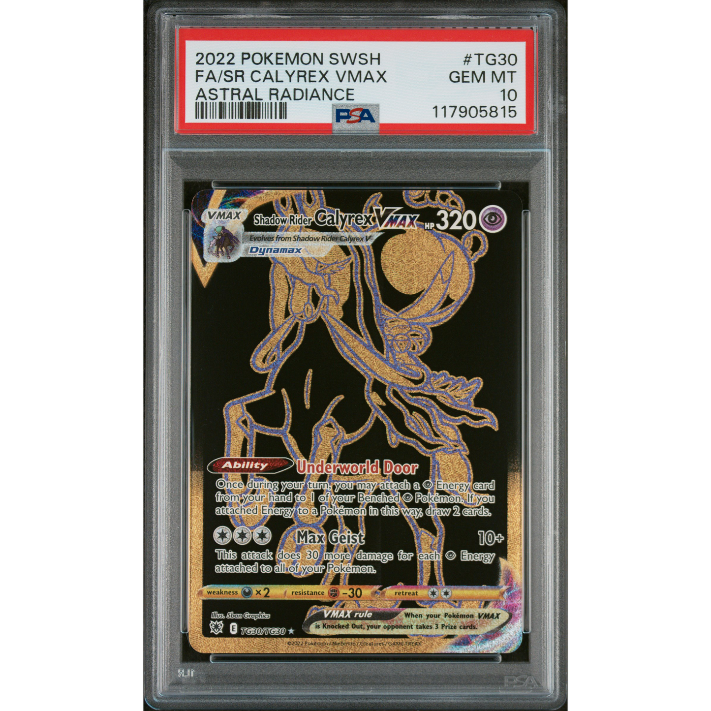 ASTRAL RADIANCE SHADOW RIDER CALYREX VMAX #TG30 FULL ART PSA 10
