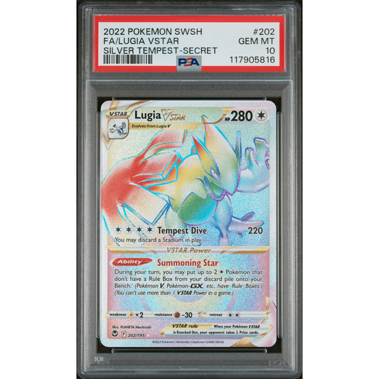 SILVER TEMPEST LUGIA VSTAR SECRET RARE 202 PSA 10