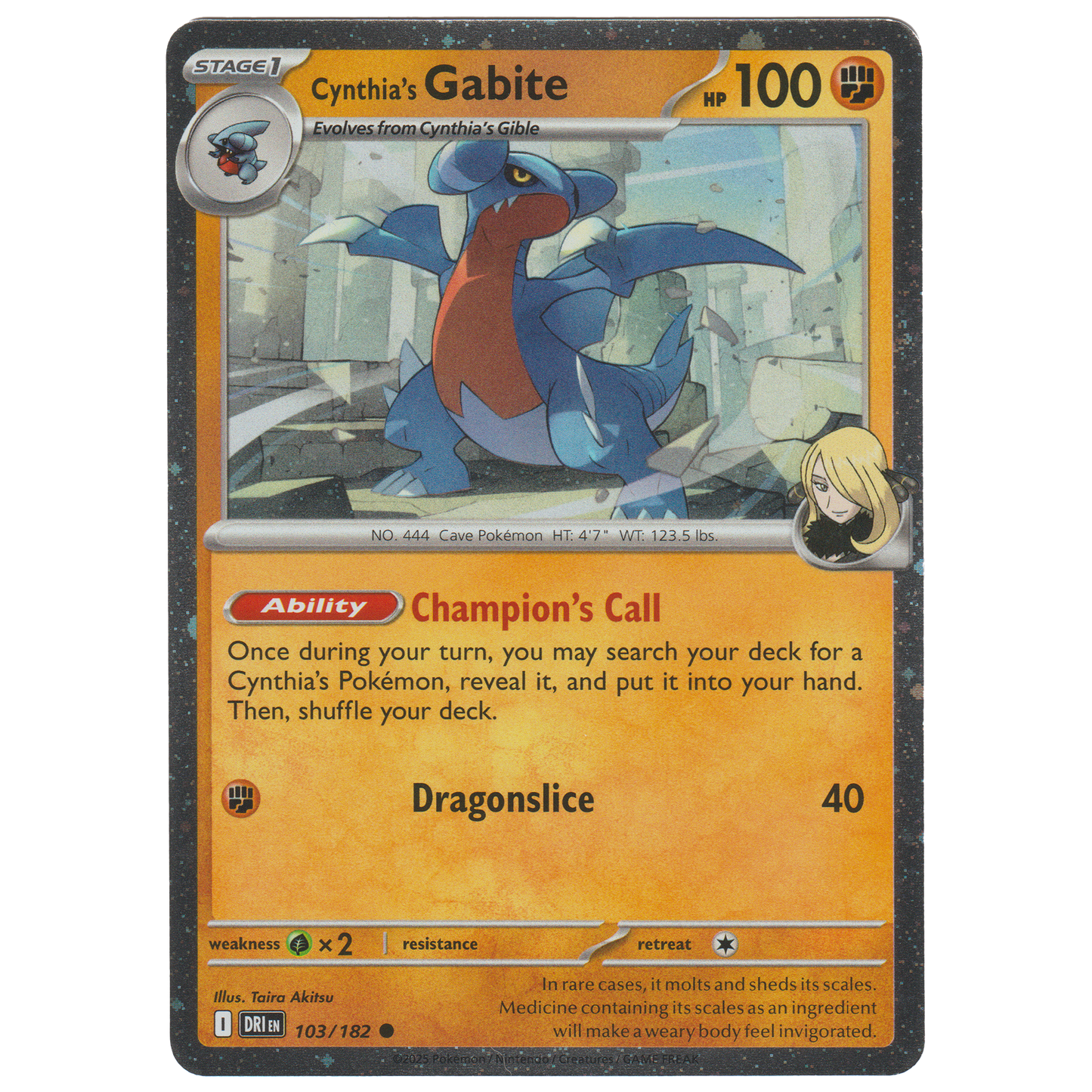 Cynthia's Gabite 103/182 (Cosmos Holo found in Cynthia's Garchomp ex Box)