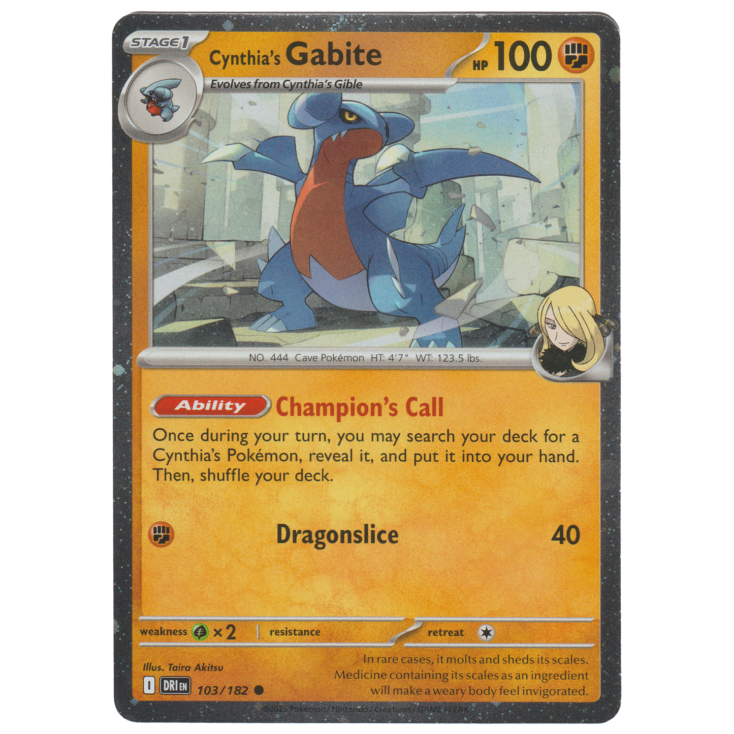 Cynthia's Gabite 103/182 (Cosmos Holo found in Cynthia's Garchomp ex Box)