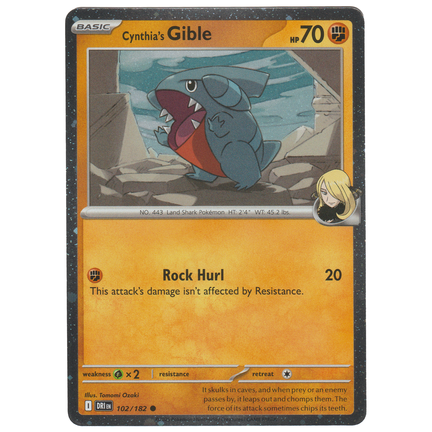 Cynthia's Gible 102/182 (Cosmos Holo found in Cynthia's Garchomp ex Box)
