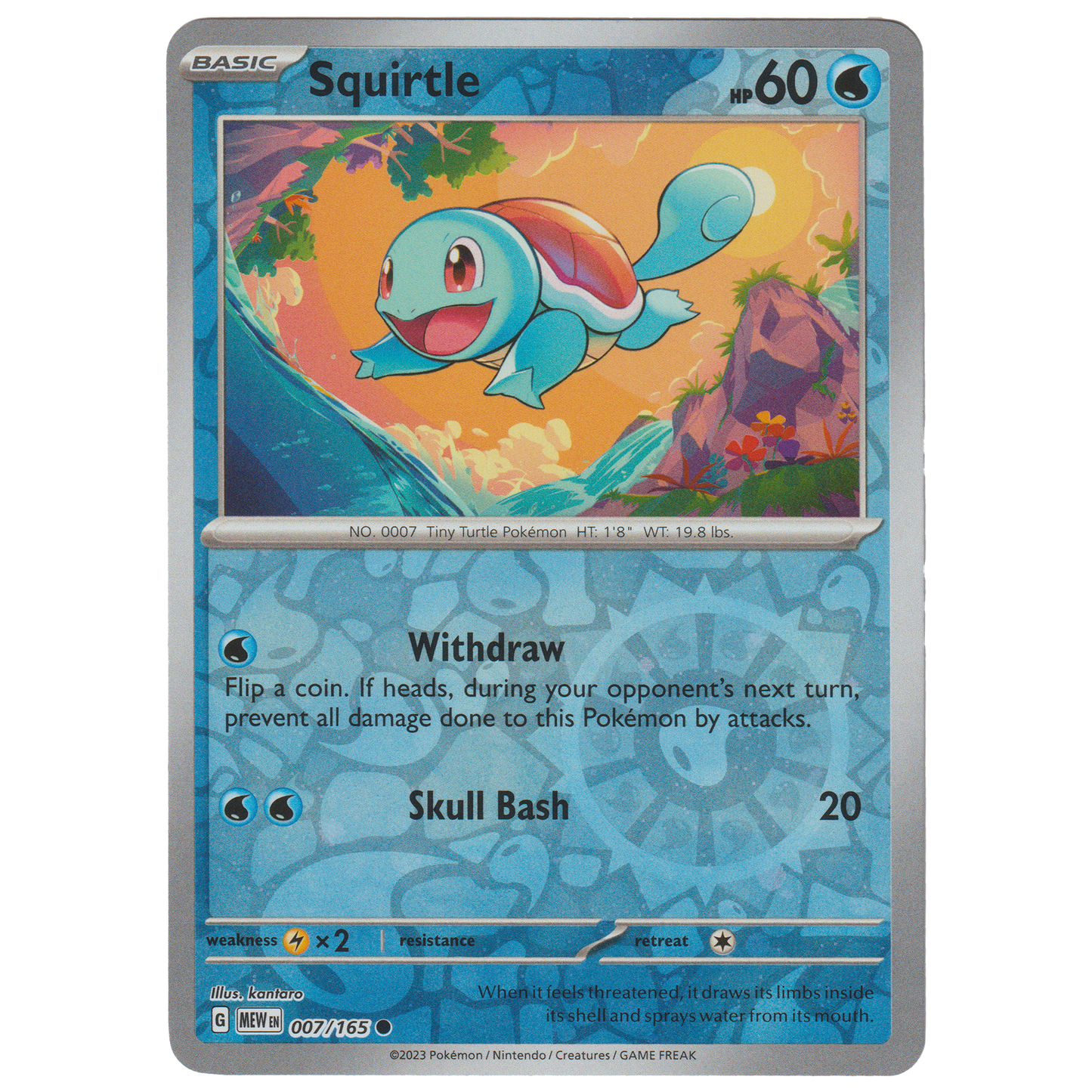 Squirtle 007/165 (Cosmos Reverse Holo 5-pack Mini Tins + 4 Promo (Costco))