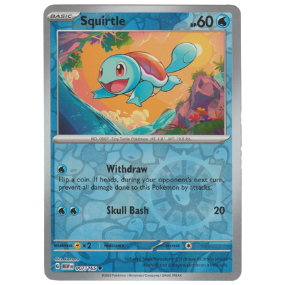 Squirtle 007/165 (Cosmos Reverse Holo 5-pack Mini Tins + 4 Promo (Costco))