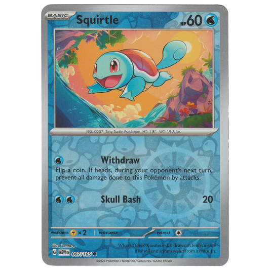 Squirtle 007/165 (Cosmos Reverse Holo 5-pack Mini Tins + 4 Promo (Costco))