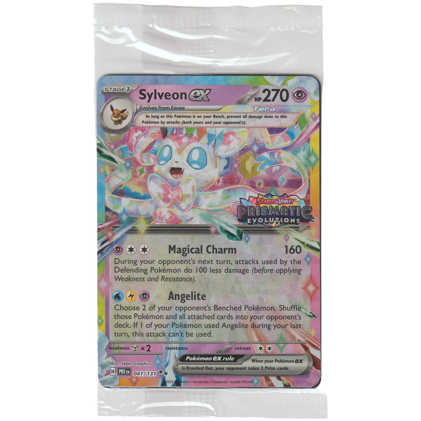 Sylveon ex 041/131 (Stamp - Found in Prismatic Evolutions Surprise Box - Factory Sealed with Code Card))